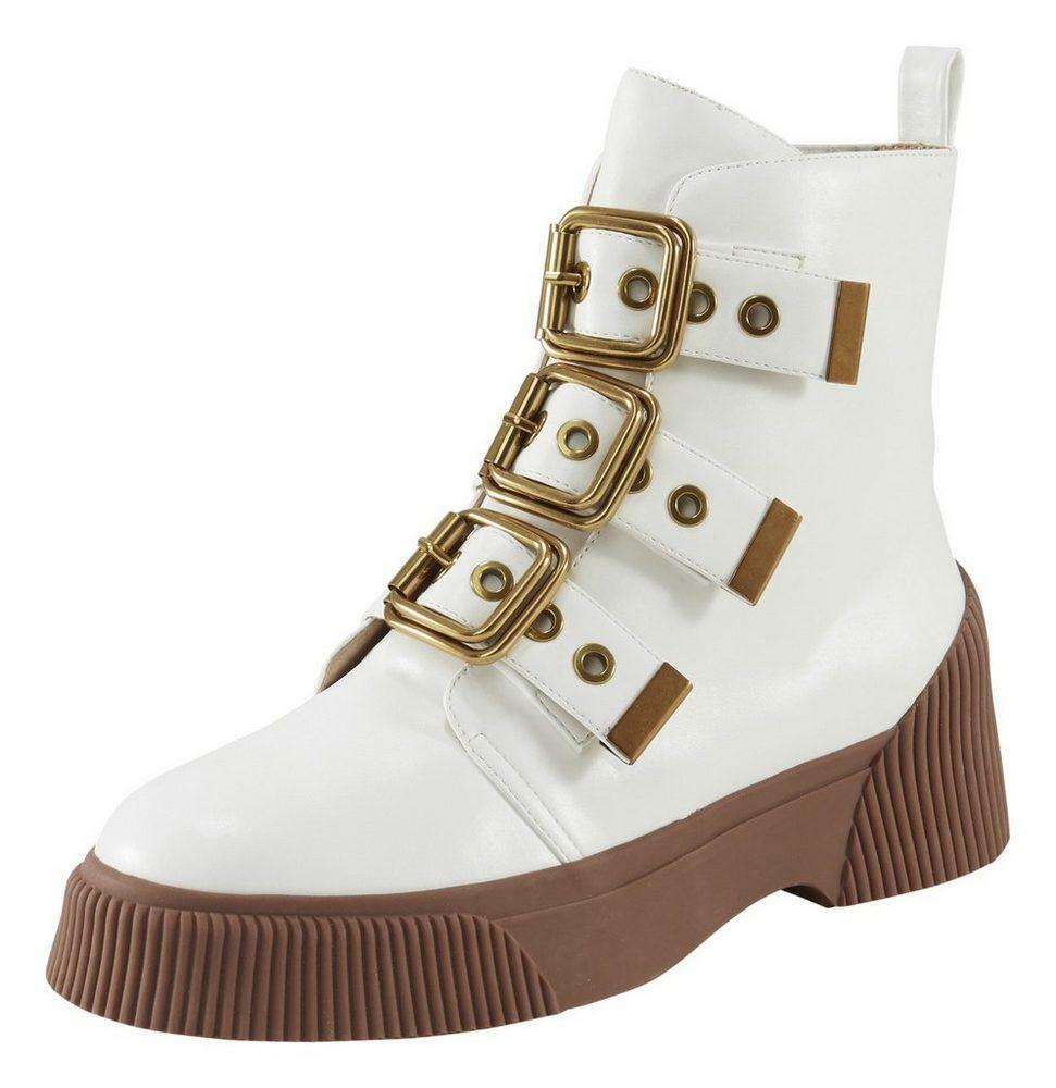 XYXYX DAMEN SCHUHE STIEFELETTEN ANKLEBOOTS AUS SYNTHETIK WEISS GR. 38