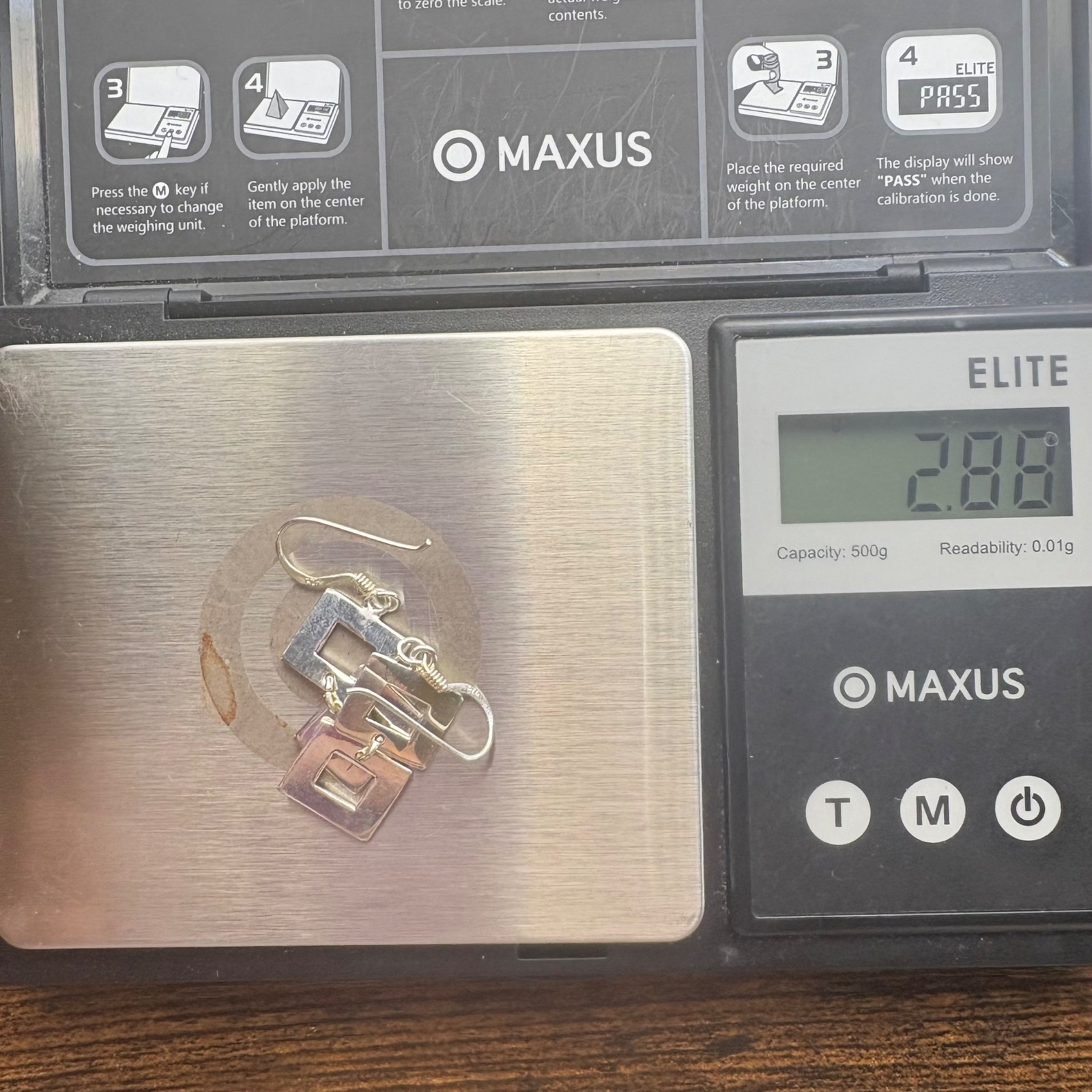 VTG Solid Sterling Silver 925 Square Dangle Earri… - image 10