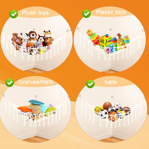 2PC Kuscheltier Aufbewahrung Netz, Spielzeug Aufbewahrung, Boho Makramee Stoffti - Bild 5 von 7