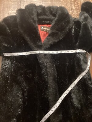 Veste Courte Vintage Femme En Fausse Fourrure Noire - Taille L, Fabriquée Aux USA, Occasion