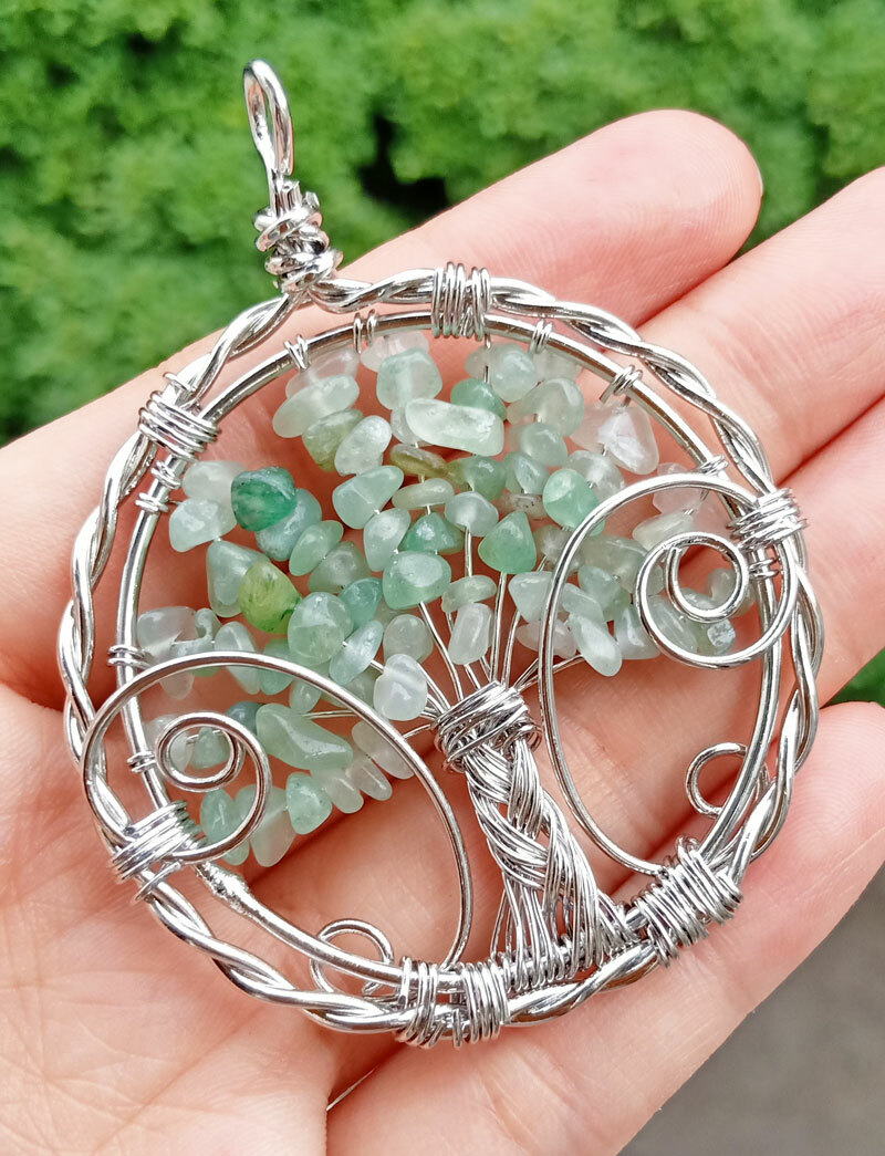 5pcs Aventurine stone Tree of life Pendants Energy Chakra Reiki Healing Amulet