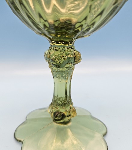 Vintage Fenton Cabbage Rose Ruffled Art Glass Compote Candy Dish Green Colonial - Picture 7 of 10