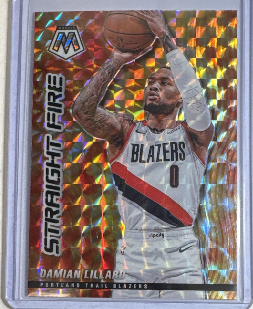 2020-21 Panini Mosaic #7 Damian Lillard Straight Fire