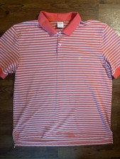 Brooks Brothers Size XL Cotton Striped Performance Polo Shirt Blue w/red Stripes