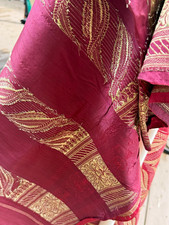 Burgundy  Gold Embroidered Paisley banaras sari