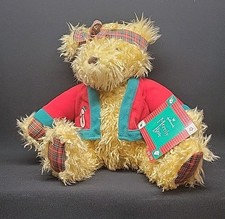 Hallmark Plush Toy Merrily Teddy Christmas Bear Snowman Sweater Flannel Ribbon