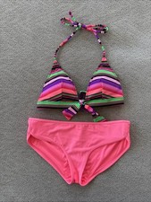Victoria  s Secret Swim Padded Push Up Bikini Set Stripe 2014 Small