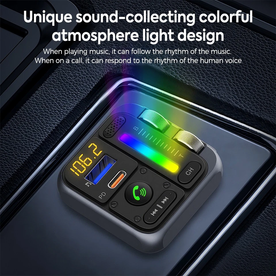 FM Transmitter Bluetooth 5.3 Radio Auto Ladegerät Zigarettenanzünder USB-Stick - Bild 2 von 4