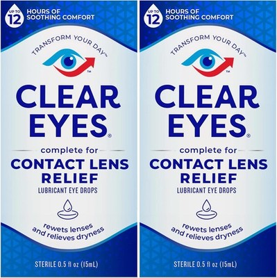 Clear Eyes Eye Drops, Contact Lens Multi-Action Relief,2 Count 0.5fl