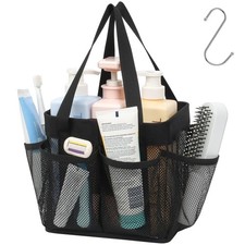 F-color Mesh Shower Caddy Portable - Stand Up 8 Pockets for Dorm, Black  Sta...