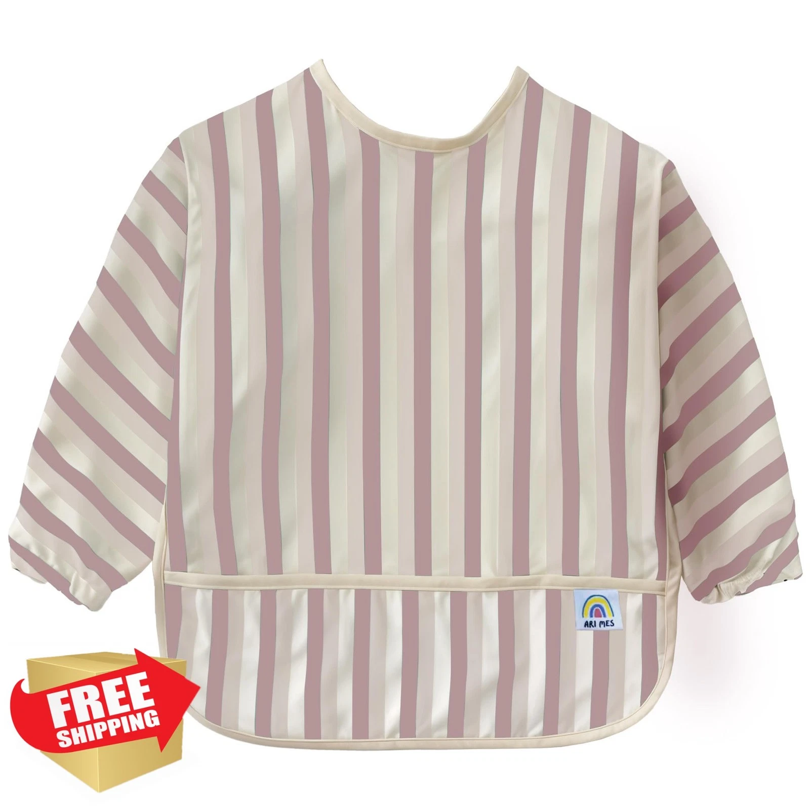 ARI MES Baby Bib Pink Stripes Medium Toddler