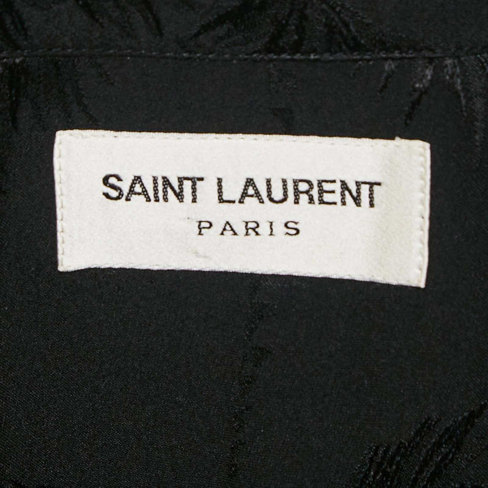 Camicia Saint Laurent Paris nera jacquard seta bottoni davanti M