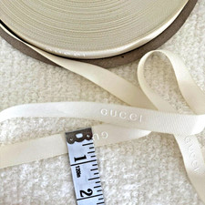 Authentic Gucci Cream DESIGNER Ribbon/ white logo, Sold By the Yard Rare Color