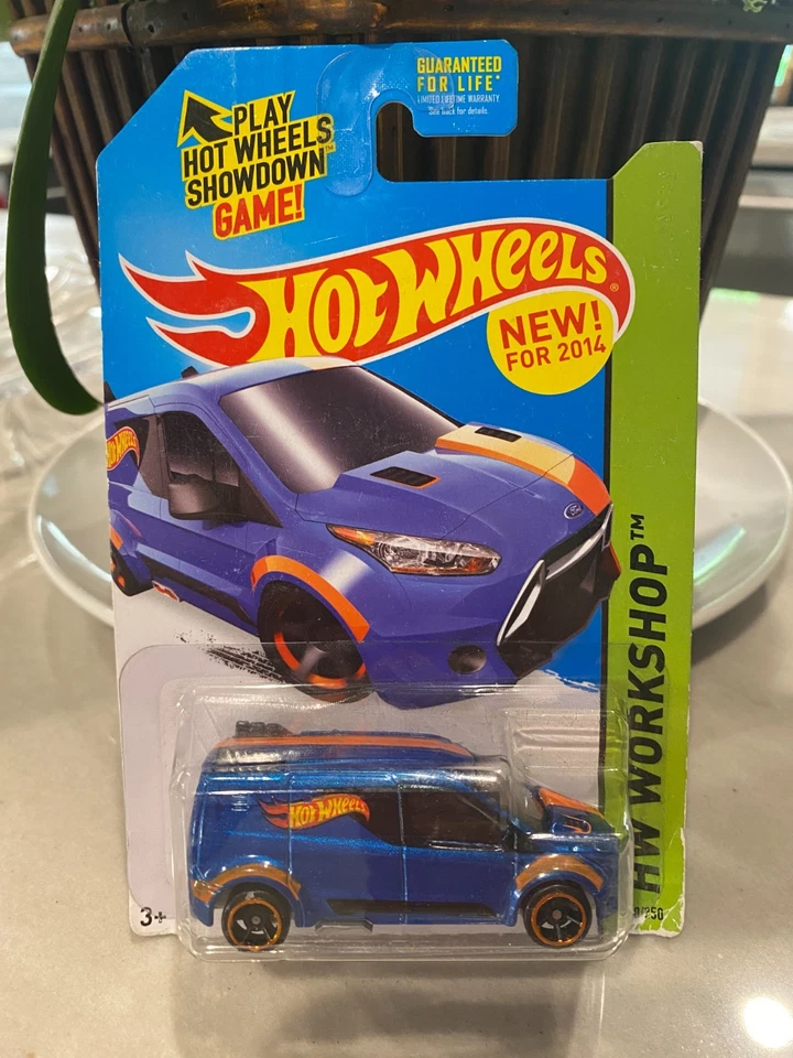 2014 Hot Wheels #210 HW Workshop-HW Garage HW Ford Transit Connect Bleu 1:64 - Photo 1/1