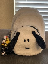 NWT CUTE Justice Snoopy Sling Bag White Faux Sherpa With Woodstock Key Chain