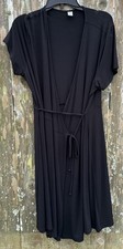 Old Navy Black Short Sleeve Tie Wrap Dress Size XL Rayon Viscose Blend
