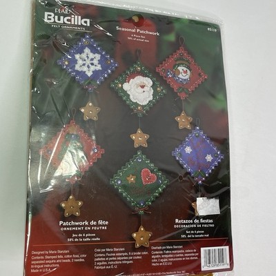 Bucilla 85119 Seasonal Patchwork Ornaments Kit 6 Piece Set Beads Sequins NEW