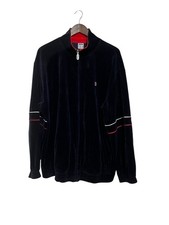 VTG Fila Velour Track Jacket Men's XL Navy Red White Stripe Retro Full Zip