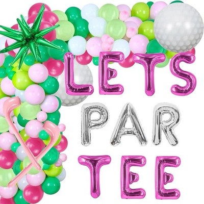 Golf LETS PAR TEE Folienballon Bogen Set Party Girlande Set Ballons grün 87 Teile