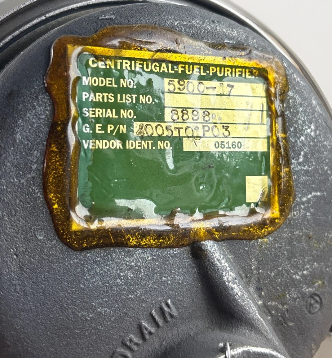 GE 4005T01P03 Centrifugal Fuel Purifier Michigan Dynamics 5900-17 CT58 photo 5