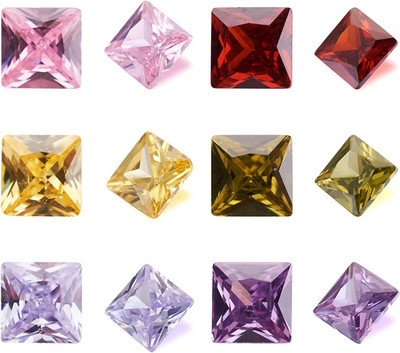 50Pcs Mixed Colors Cubic Zirconia Faceted Rhinestone Cabochons 3X3Mm Mini Flat B