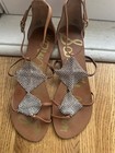 Sam Edelman Gladiator Flats Leather Sandals Brown With Rhinestones — photo 1