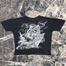 Vintage Nature Shirt Mens XL 90s Single Stitch Wolf All Over Print Art Animals