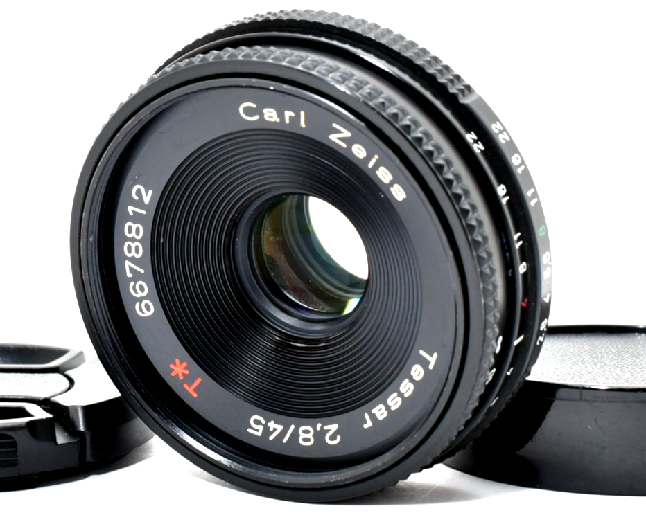 ☆田中 CONTAX Carl Zeiss Tele-Tessar Contax Carl Zeiss Tessar T 45mm F/2.8 MMJ C/Y MF Pancake Lens From
