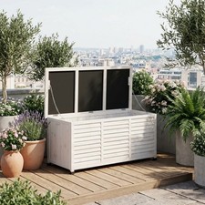 VivaGarden Cassapanca contenitore Baule da esterno in Legno 127x56x60 cm Bianco