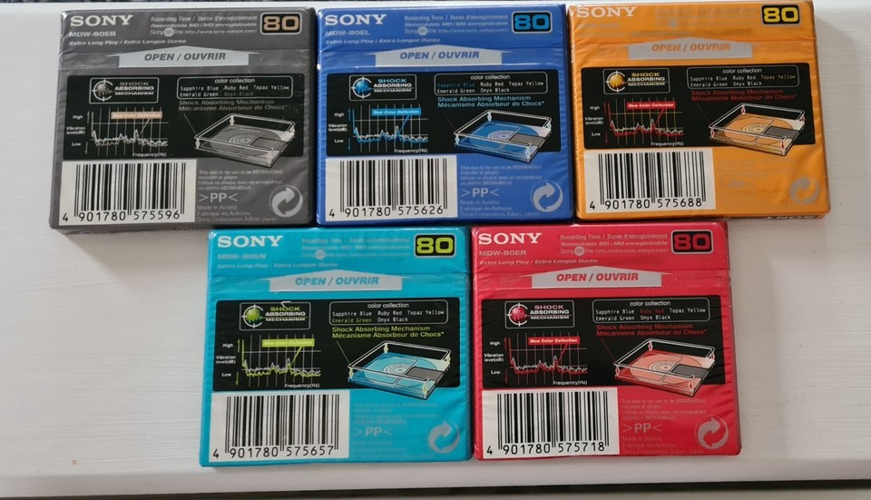 Lot De 5 Minidiscs TDK Poshe 80min – Or – Avec Étuis – Expédition USA