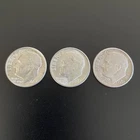 Lot of 3 Roosevelt Dimes - 90% Silver (1962-D, 1963-D, 1964-D)