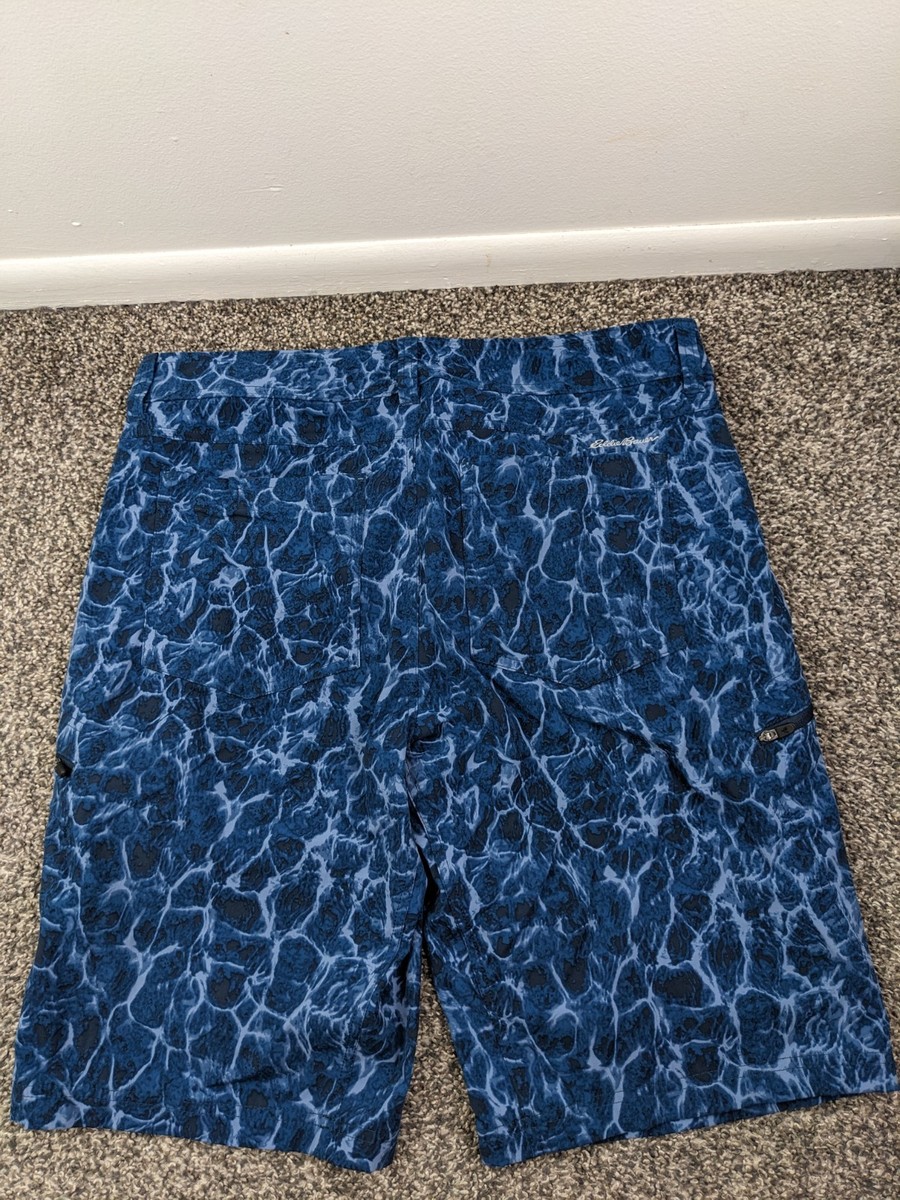 2022 Eddie Bauer Shorts First Ascent Guide Pro Cargo Water Camo Blue Mens 35 View 6