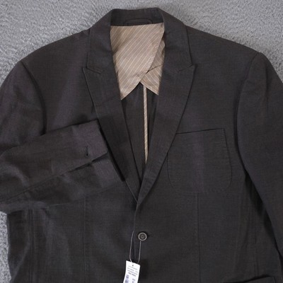 Joseph Abboud Blazer Mens XL /46R Brown Surgeon Cuff Unstructured Linen NEW