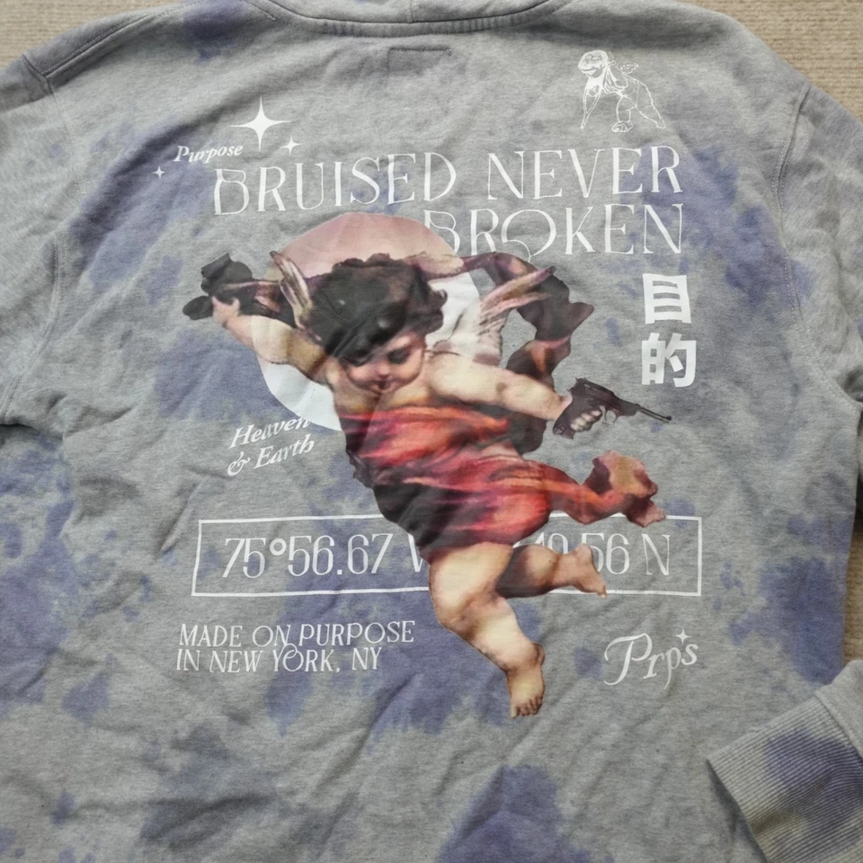 Prps Suéter Grande Azul Gris Sudadera con Capucha Doble Cara Foto 2 de 4