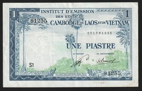 i-003371 French Indo-China 1 Piastre 1954 (ND) XF