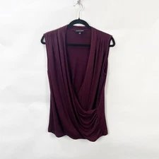 Stitch Fix 41 Hawthorn 1X Plus Womens Maroon Tisa Draped Cross Front Knit Top