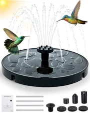 Solar Bird Bath Fountain Pump, Upgrade 1.4W Solar Water Fountain with 7 Nozzl...