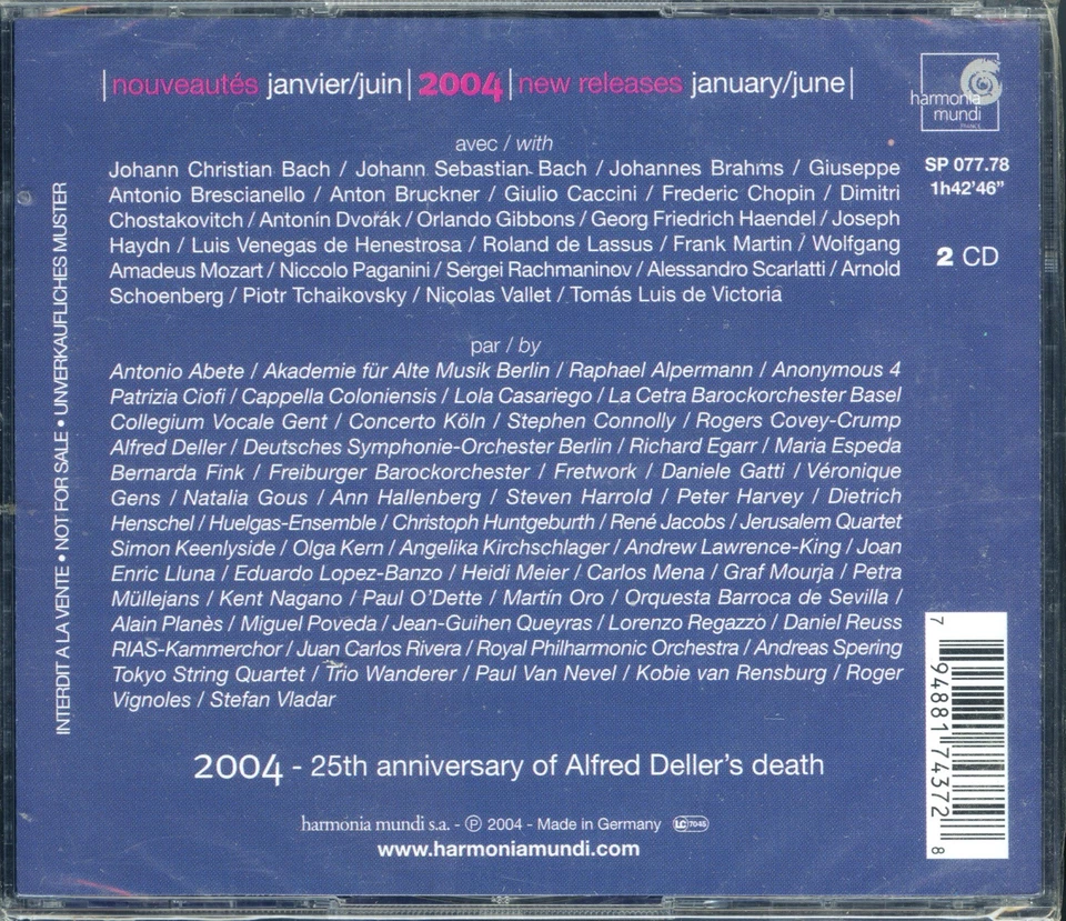 HARMONIA MUNDI SAMPLER - Jan-June 2004 New Releases (2CDs) NEW & SEALED] - Image 2 of 2