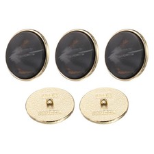 5pcs Metal Pattern Round Sewing Buttons 28mm Resin Craft Buttons, Black