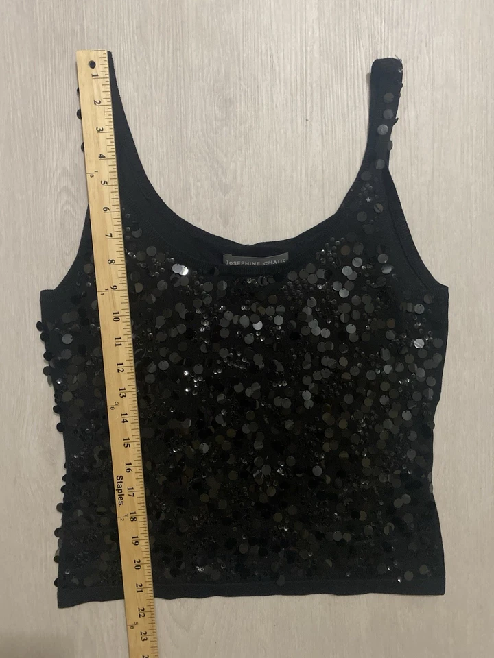 Camiseta sin mangas Josephine Chaus para mujer negra con lentejuelas talla pequeña Foto 4 de 4