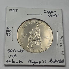 1995 Atlanta Olympics Basketball UNC Clad Commemorative Half Dollar
