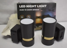 2 Pack Fulighture Night Light Plug-In Black Vertical Sconce Style Night Lights