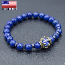 Lapis Lazuli Bracelet 8mm Round Healing Crystal Gemstone Beaded Bracelet US 
