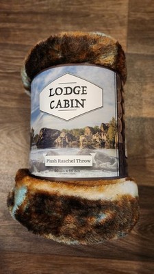 Lodge Cabin Plush Raschel Faux Fur Sherpa Throw Blanket 50'' x 60'' Deer Wildlife