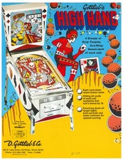 High Hand Gottlieb Pinball Flyer / Brochure / Ad