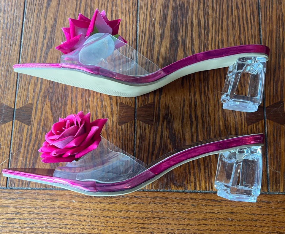 Tacones rosa con una flor rosa en la puntera~Talla 9~ nuevos~ Foto 4 de 4