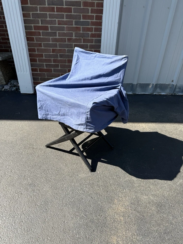 "Silla de director de cine de 18"" de lona blanca marco negro se pliega con cubierta" Foto 4 de 4