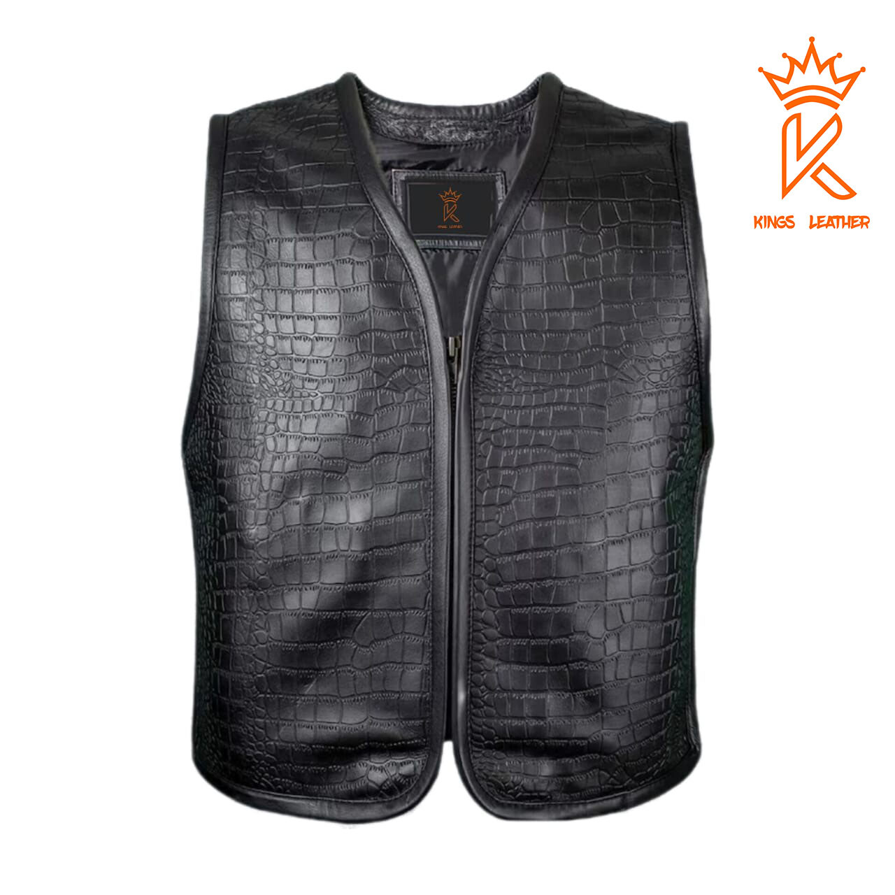 Chaleco Oculto Bicicleta Bicicleta de Cuero Genuino Negro En relieve Cocodrilo Para Hombres