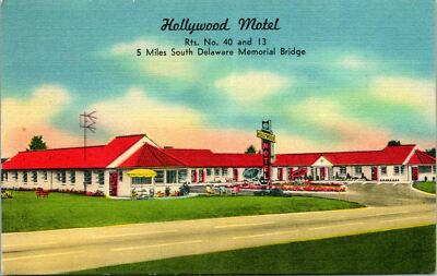 Memorial Bridge DE Hollywood Motel Postcard used (16402)