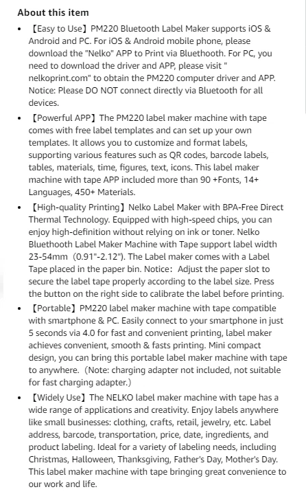 Compact White Label Maker Machine for Phones & PC, Supports 23-54mm Tape Width